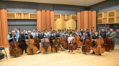 School of Music hosts its annual Bass Fest with dozens of upright bassists attending 