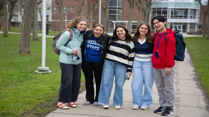 Fredonia students enjoying a walk across campus. International studies major, major in international studies,  international relations major, degree in international studies.