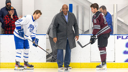 Charles Barkley assists with the puck drop