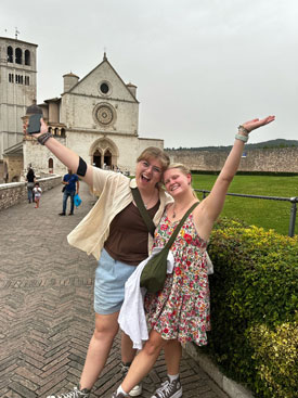 Abby Conklin (left), with a fellow student, Ana Foutty, who attends DePauw University.