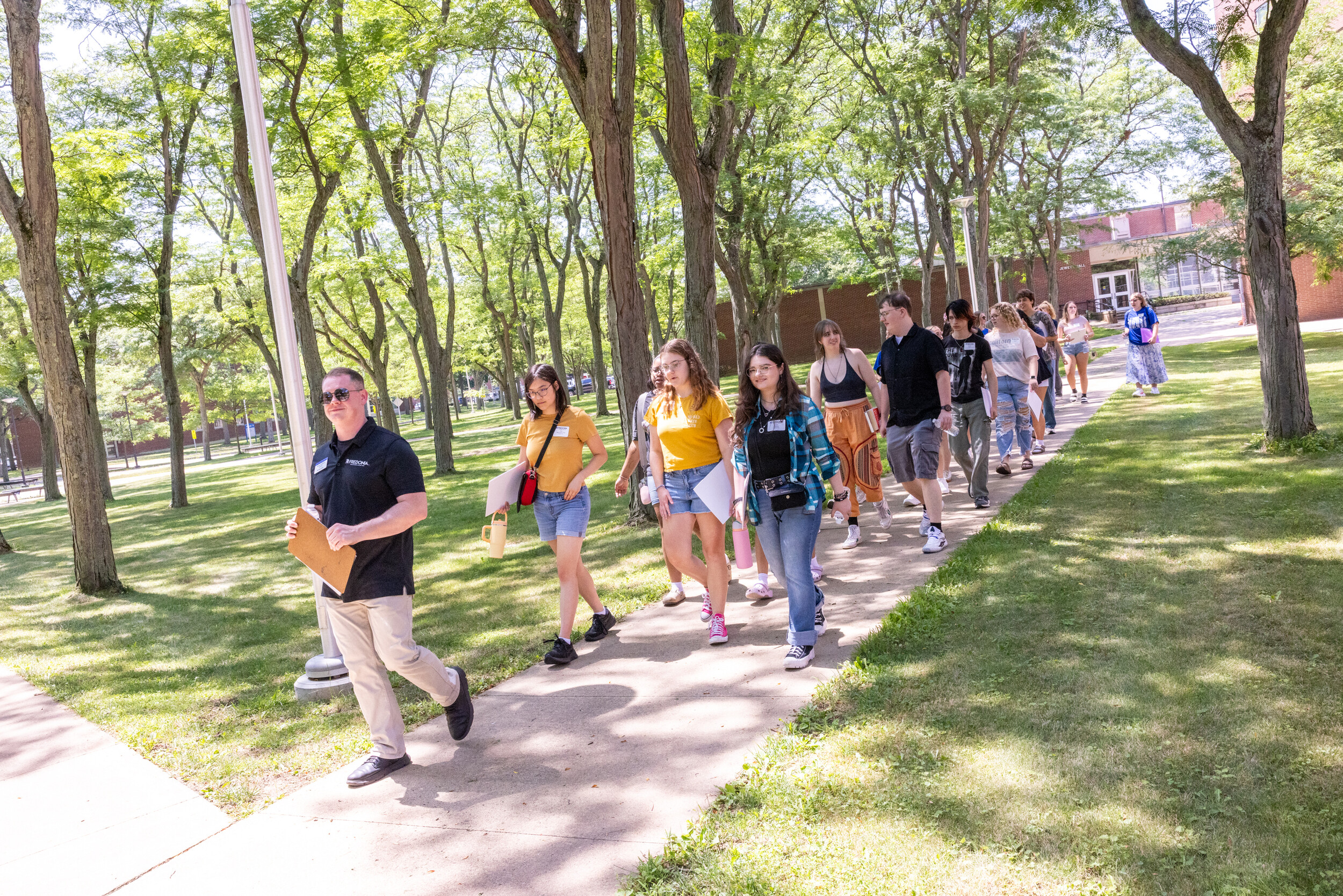 Fredonia students giving tours of the campus.