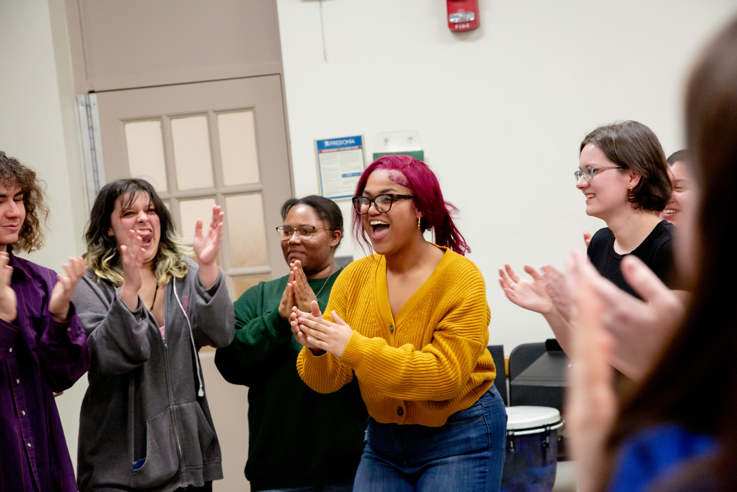 Students participating in a Music Therapy class--a program with nearly a 100% placement rate year after year. 