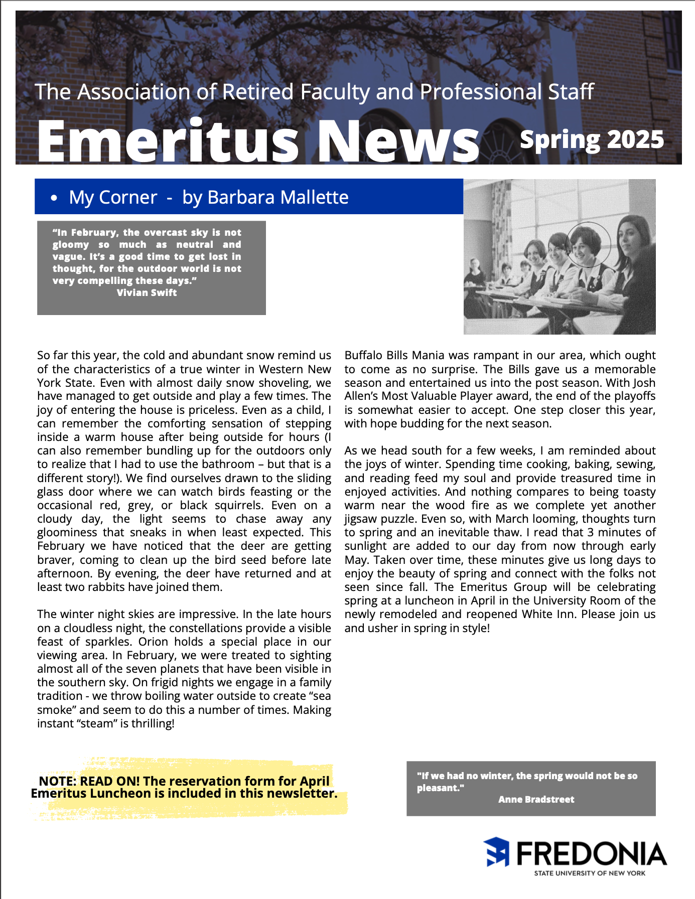 Image of the Spring 2025 newsletter