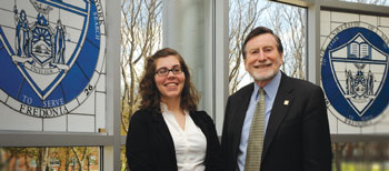 Maggie Oliver and President Dennis L. Hefner at SUNY Fredonia