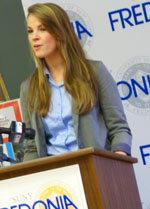 Emily Bird at press conference