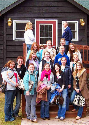 Photo of students from Wales at the College Lodge