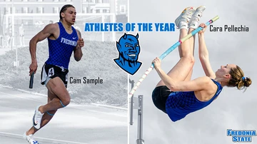 runner and pole vaulter in action