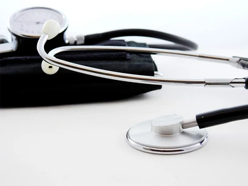 photo of stethoscope and blood pressure cuff