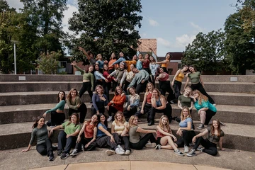 group of students posing outside