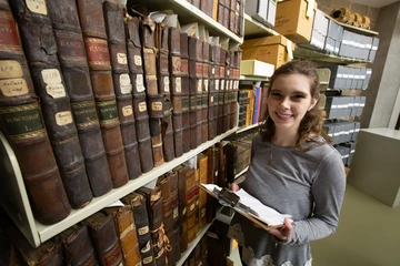 Student in the archives. English major, English degree, major in English