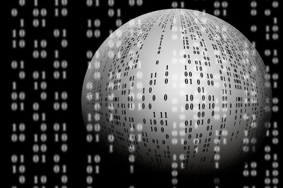 Data image with binary code in a sphere