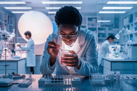 Scientist in lab. Fredonia's Cooperative Engineering program is designed to get you from the classroom to a great career in much less time. 