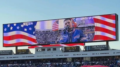 lucas west sings national anthem at buffalo bills playoff game