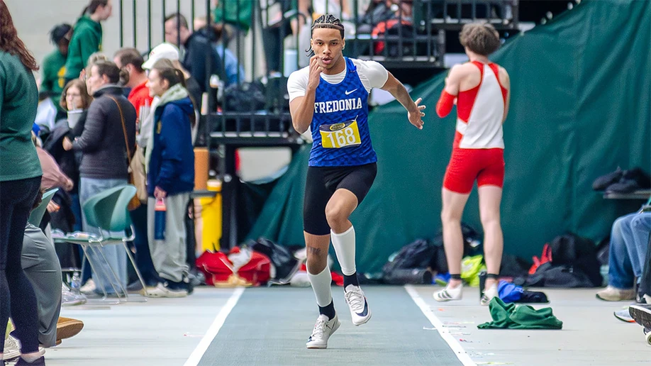 Raphael Baez down the runway in the long jump.