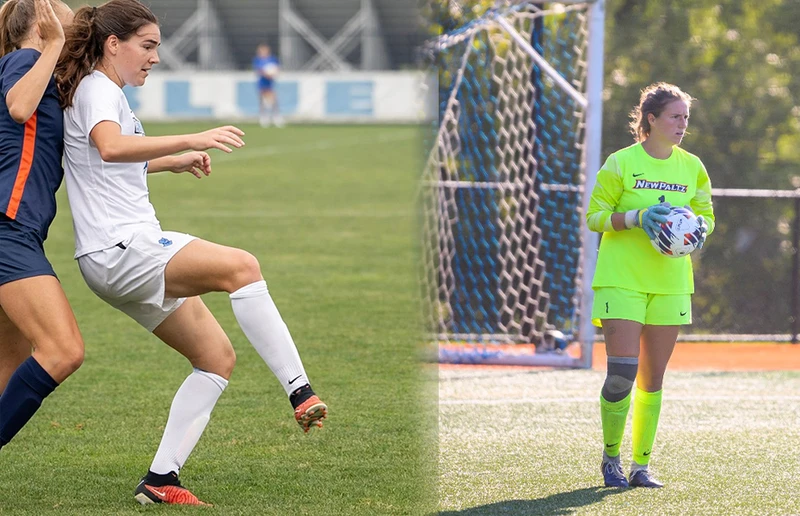 Katie Sellers and Maddie Franklin in action on soccer field