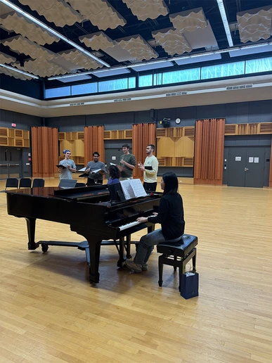 SUNY Fredonia students featured in "La Traviata" practicing in the Robert and Marilyn Maytum Rehearsal Hall