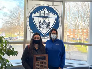 Brooke Stawder (left), with Erin Mroczka, interim associate vice president for Retention and Academic Successirector of New Student and Transition Programs