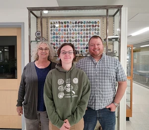 Syd Lamberton, with faculty who nominated her for the award, Kim Weborg-Benson and Dr. Thomas Hegna.