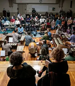 Members of Nusantara Arts perform indigenous music from Indonesia