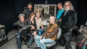 Armand Petri with members of the 10,000 Maniacs