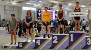 Collin Barmore stands at No. 6 on the men's 800-meter podium