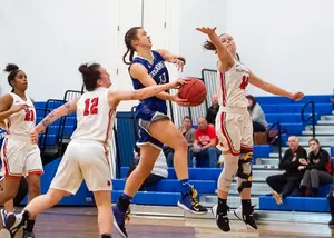 Anna Chiacchia drives to the hoop vs. Plattsburgh.