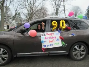 a car driving in a parade