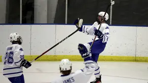 ice hockey players celebrating a goal