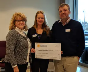 Ann Eckman of the Northern Chautauqua Community Foundation (left), Lauri Gawronski and Incubator Director Chuck Cornell