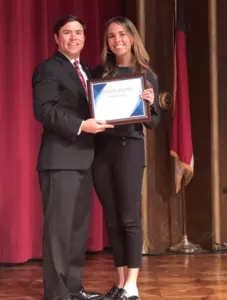 teacher receiving award