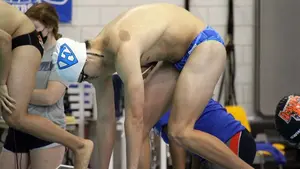 swimmer on starting block