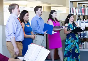 student singers performing