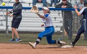 softball player Nicole Kumro in action