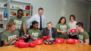 Interim President Hefner with Resident Assistants