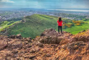 photo of a student on a mountain in Scotland