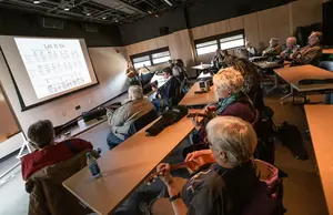 Dr. Jill Reese leads ukulele session