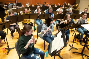 The Fredonia Wind Ensemble in rehearsal