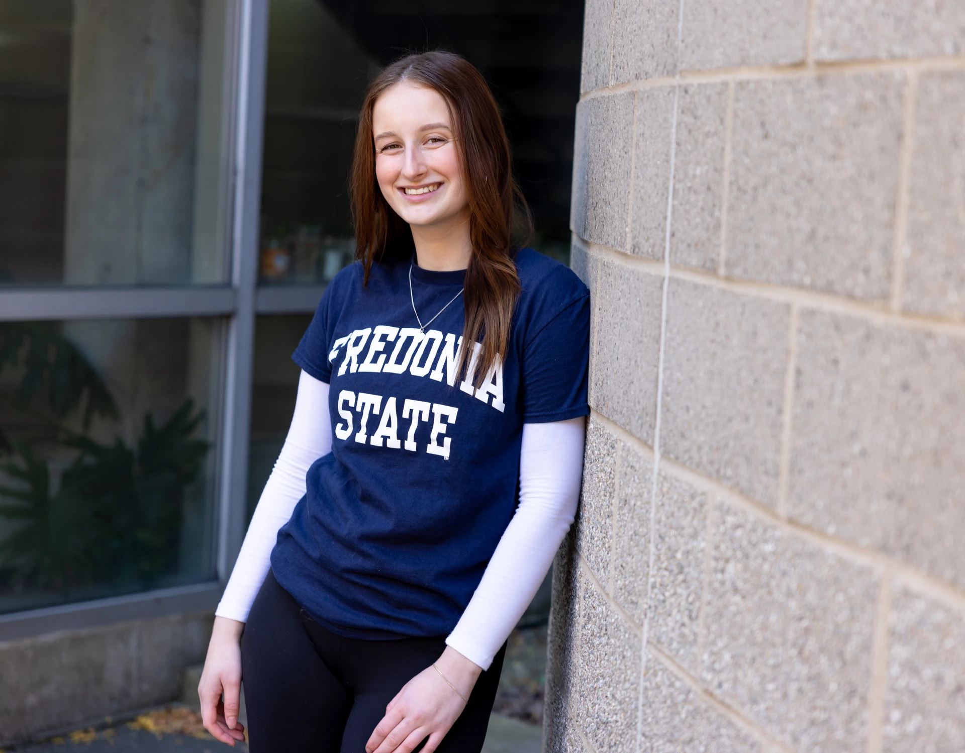 Abbey hanging out on campus