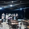 Students in MUSB 425: Music Marketing and Promotion check out the stage at the Cave, a Buffalo, NY, music venue.